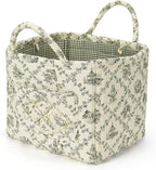 Floral Fabric Storage Basket Car Interior Storage Basket Underwear Sundries Laundry Baskets Supplies Home Organizer Bag (Green)