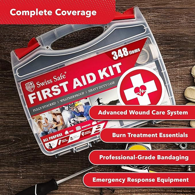 2-in-1 First Aid Kit for Car, Travel and Home, 348 Pieces, Large Hardcase with Bonus Mini Kit for Medical Emergency, Survival and Camping