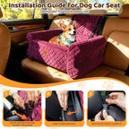 Dog Car Seat for Medium/Large Dogs up to 60 lbs, Memory Foam Dog Booster Seat with Thick Cushion, Pet Car Seat for Back with Detachable Washable Cover, Storage Pockets for SUV, Pick Up, Trunk, Red