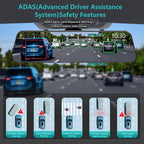 12'' 4K Rear View Mirror Camera,4K+2.5k Front and Rear Mirror Dash Cam,ADAS BSD LCA Smart Rearview Mirror for Cars,App WiFi,Night Vision, Parking Monitor, 64GB Card & GPS Digital View Mirror Dashcam