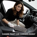Car Duster Interior, 360° Microfiber Fingers, Lint & Scratch Free | Unbreakable Comfort Handle Duster, Includes Microfiber Towel, Lint-Free & Safe for Car & Home Interior, Gray