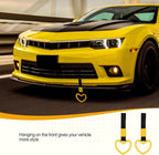 2PCS Heart Shaped Car Handle Straps, Rear Bumper Warning Keychain Ring for Car Exterior Accessories (Yellow)