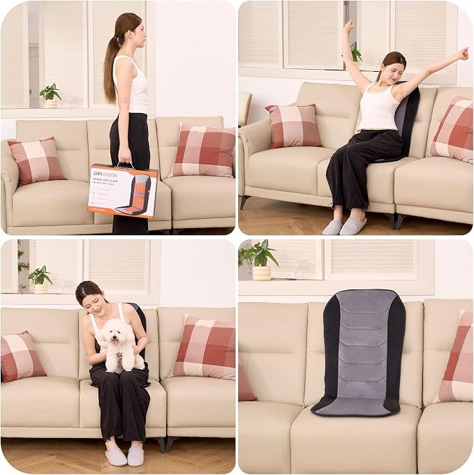 Heated Seat Cover with Fast Heat & Plush Fabric | Longer Size and Expanded Heating Area to Relieve Fatigue for Office & Home