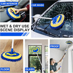 62" Car Wash Brush Kit Mitt Mop Sponge with Long Handle Chenille Microfiber Car Cleaning Brush Kit Supplies Car Washing Mop Kit Car Care Kit of Scratch-Free Replacement Head for Car RV Truck