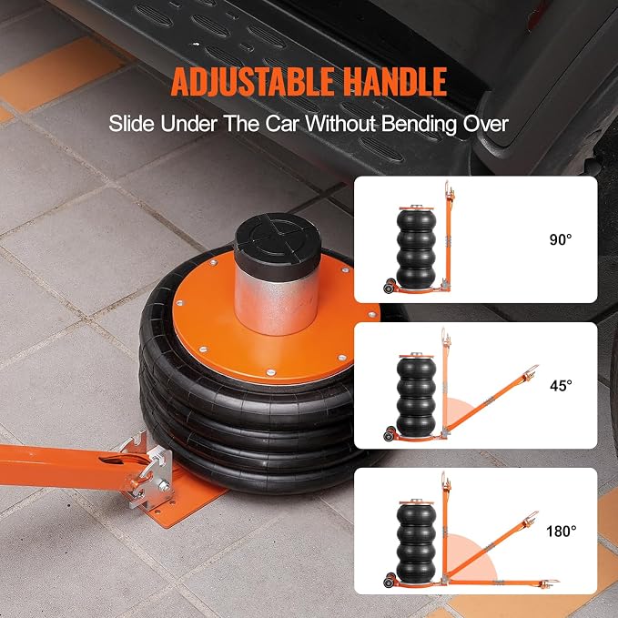 Air Jack, 6 Ton/13000 lbs Quadruple Bag Air Jack, Lift up to 26.5", with Heightened Column & Adjustable Handle, Thick Rubber Pad, 2-5 S Fast Lifting Pneumatic Jack for Car, SUV, Pickup Truck