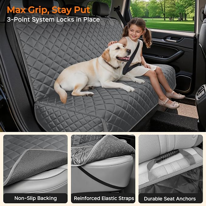 Dog Car Seat Cover for Back Seat, Waterproof Car Seat Protector for Child Carseat & Pets, Nonslip Car Seat Covers for Large Sedans & Large SUVs