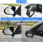Blind Spot Mirror with Side Mirror Rain Guard, Carbon Fiber 2-in-1 Side Mirror Covers Kit with Wide Angle Adjustable Stick for Cars SUV and Trucks, Pack of 2