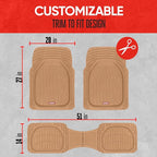 FlexTough Floor Mats for Cars, Beige Deep Dish All-Weather Mats, Waterproof Trim-To Fit Automotive Floor Mats for Cars Trucks SUV, Universal Floor Liner Car Accessories