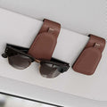 Sunglass Holder for Car Visor, Brown, 2 Packs | Suede Cloth, Magnetic, Organizer for Car Accessories