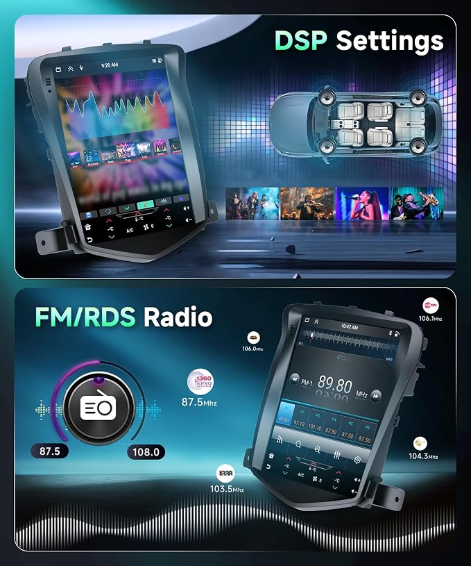 8Core 6G+128G Car Stereo for Chevy Cruze 2009-2015, Android 15 Radio with DSP 32-EQ,9.7Inch IPS Vertical Touch Screen,Wireless Carplay/Android Auto,GPS,WiFi,FM/RDS,SWC,Backup Camera