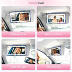 2PCS Car Sun Visor Vanity Mirror - Rechargeable Makeup Mirror with 60 LEDs, 3 Light Modes & Dimmable Touch Control for Cars, Trucks, SUVs, Car Interior Accessories for Women (Blue)