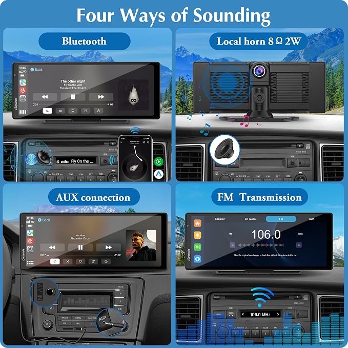 Carpuride W903 9.3" Wireless Carplay & Android Auto with Dash Cam | 4K Front & 1080P Rear Camera, Loop Recording, Bluetooth Audio, Mirror Link, GPS