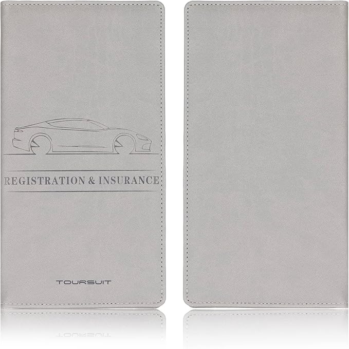 Car Registration and Insurance Card Holder, Vehicle License Document Glove Box Compartment Organizer, Interior Car Accessories for Women Men (Grey)