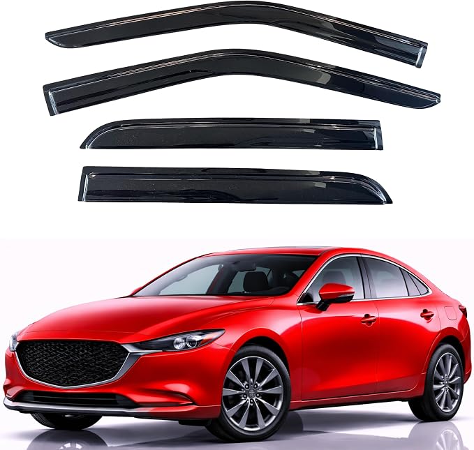 KPY Rain Guards Fit for 2019-2024 Mazda 3 Sedan, Out-Channel Window Visors Vent Wind Deflectors 4PC, Car Accessories for 19-24 Mazda 3 Sedan (Excludes Hatchback)