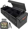 Large Trunk Organizer with Portable Leakproof Cooler Bag,Foldable Cover,Adjustable Securing Straps,Collapsible Trunk Organizer for Suv Car Truck Sedan (4-in-1 with Cooler)
