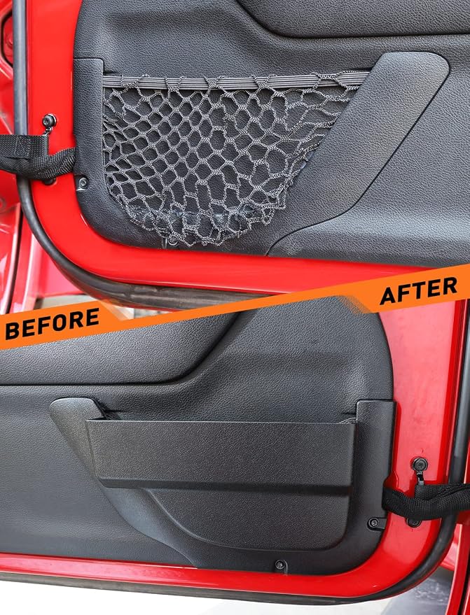 DP4 Front Door Storage Pockets Without Cup Holder, Side Insert Box Organizer for 2011-2018 Jeep Wrangler JK JKU 2/4 Door, Interior Expansion Accessories, Patented Design, Black, 2 PCS