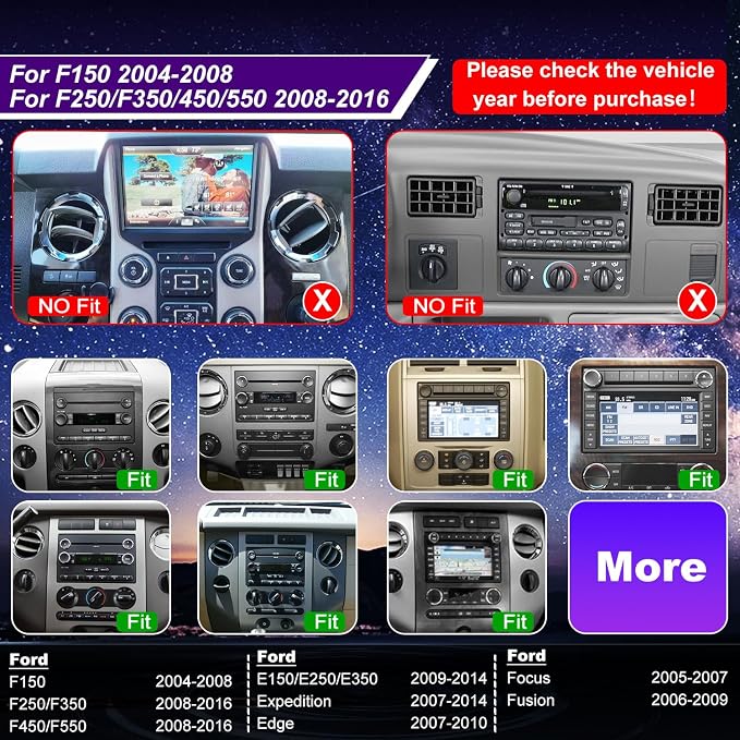 5GWiFi Upgrade Car Radio for Ford F150 2004-2008, F250 F350 F450 F550 2008-2016, E150/E250/E350 2009-2014, Expedition 2007-2014 10inch Touch Screen Stereo Carplay Android Auto GPS Navigation FM Camera