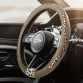 Steering Wheel Cover - Made with PVC Leather and Leopard Fabric - Universal 14 1/2 inches to 15 inches for Most Automotive Steering Wheel - Cheetah Print -Beige
