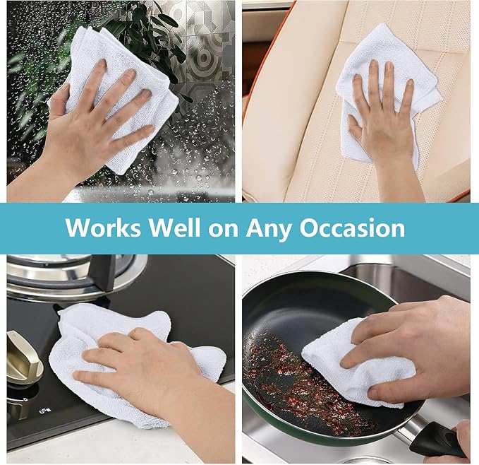 White Microfiber Cleaning Cloth 600 Pack, Microfiber Towel for Cars, Lint Free, Scratch-Free, Highly Absorbent, and Cleaning Rags for House, Window and Glass, Cars, TV Screen 11.5 X11.5 inch