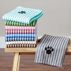 Pet Grooming Towel Collection Absorbent Microfiber X-Large, 41x23.5", Striped Aqua