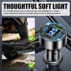 4 Ports Car Charger Adapter,12V/24V Car Cigarette Lighter USB Charger Including 3.1A/PD/Super Fast Charging Ports,Upgraded Cars Phone Chargers with LED Voltage Display & Soft Light