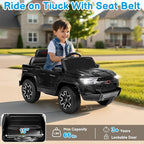 Licensed Chevrolet Colorado Electric Car for Kids, 12V Ride on Toys for Toddlers with Remote Control, Battery Powered Electric Car Ride On Vehicle w/Bluetooth, Soft Start, LED Lights - Black
