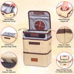 Car Trash Can [Touring Edition] - Removable Liner - 100% Leakproof, Odor Control Lid, Hanging Garbage Bin for SUV, Truck, Car (2 Gal, Beige)