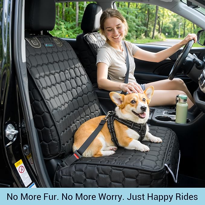 2 Pack Front Seat Covers for Dogs, 600D Waterproof Dog Car Seat Covers with Side Flaps Non Slip Scratch Proof, Captain Chair Car Seat Protector Cover for Pets & Daily Use, Fits Cars SUV Trucks