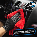 Eagle Edgeless 500 (4-Pack) Professional Korean 70/30 Blend Super Plush Microfiber Detailing Towels, 500GSM, 16in x 16in, Red
