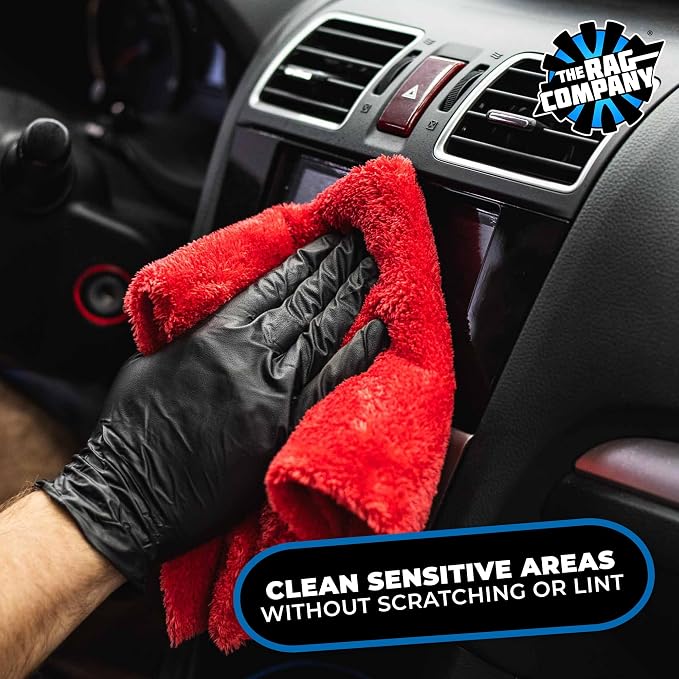 Eagle Edgeless 500 (4-Pack) Professional Korean 70/30 Blend Super Plush Microfiber Detailing Towels, 500GSM, 16in x 16in, Red
