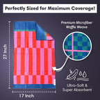 crae. Microfiber Hand Towel & Washcloth Set of 2 - Double-Sided, Waffle Weave, Super Absorbent, Lint-Free, Fast Drying -for Bathroom, Kitchen, Car, and Window Cleaning (Collins/Marine)