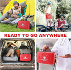 410 Piece Waterproof Hard Shell First Aid Kit for Home, Car, Travel, Camping, Truck, Hiking, Sports, Office, Vehicle & Outdoor Emergencies - Emergency Medical Kits (Red)