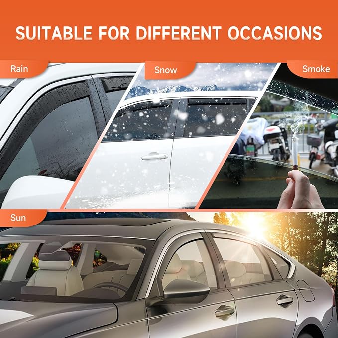 in-Channel Rain Guards Compatible with Honda Accord 2018 2019 2020 2021 2022 2023, Black Window Deflectors Window Visor Side Shatterproof Sun Visor, 4-Pieces Set