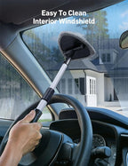 21" Extra-Long Windshield Cleaner Tool, Car Interior Detailing Cleaning Kit with Extendable Handle and 4 Upgraded Reusable Microfiber Pads, Auto Glass Wiper Brush Kit for Cars, Gray, 2 Pack