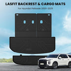 Cargo Trunk Mat & Backrest Mats for Hyundai Palisade 2025 2024 2023 2022 2021 2020 All Weather TPE Custom Fit Car Trunk Mats Cargo Liner & Seatback Mats Accessories, Black