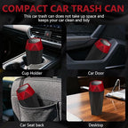 Car Trash Can with Lid - 1-Pack, Interior Accessories for Vehicles, Leakproof Garbage Can with 30 Detachable Trash Bags, Multipurpose Organizers and Storage Solutions for Home and Office