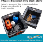 CargoCube Car Storage Bin - Leakproof Car Trunk Storage Organizer with Metal Handles and Front Mesh Pocket (Square)