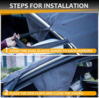 Car Windshield Cover Large Enhanced 600D Oxford Fabric Windshield Frost Cover for Ice and Snow Frost Waterproof Wiper Front Window Protects UV Sunshade Cover for Most Cars SUV Vans (75" x 46")