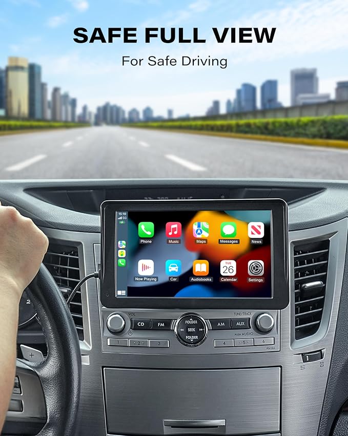 CD Slot Mount for CarPlay Screen, 360° Rotation Tool-Free Installation CarPlay CD Mount Compatible with 7-11 Inch Portable Car Play Screens & GPS Navigation