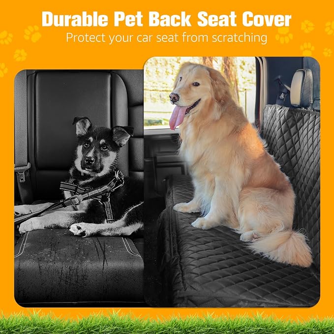 Dog Car Seat Covers for Truck Ford F150/Chevrolet Silverado 1500/Ram 1500/GMC Sierra 1500, Waterproof Pet Back Seat Cover for Trucks, Scratchproof Nonslip Durable Rear Seat Cover for Dogs