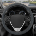 Genuine Gray Leather Steering Wheel Cover for Car, Large 15.5-16 inch – Ergonomic Comfort Grip for Men & Women, Car Steering Wheel Cover for Vehicles with Large Steering Wheels