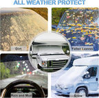 RV Windshield Cover Compatible with Class C Ford 1997-2026, UV Block Offer Complete Privacy with Light Preserves Interior (White Color with Mirror Cutouts)