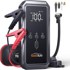 9-in-1 Jump Starter with Air Compressor 6000A 150PSI Portable Car Battery Jump Starter (All Gas/10L Diesel), 12V Jump Box Car Battery Jumper Starter Portable with Jumper Cables, 160W DC Out