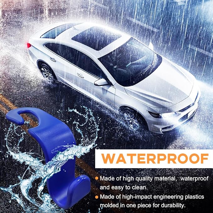 4PCS Car Seat Headrest Hook, Auto Back Seat Hanging Storage Organizer, Vehicle Seatback Hanger Holder for Purse Handbag Coat Umbrella, Universal Interior Car Accessories (Dark Blue)