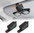 Sunglasses Holders for Car Visor, Sunglass Car Organizer, Leather Magnetic Buckle Sun Visor Sunglass Clip, Car Accessories Ticket Card Clip Sunglasses Mount Fit Truck (Black/Army Green, 2PCS)