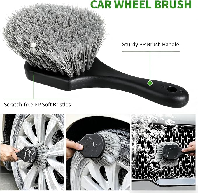 12Pcs Car Wash Kit, 62'' Car Wash Brush with Long Handle Microfiber Carwash Brush Mop Mitt Kit Car Car Washing Supplies Cleaning Kit for Cars RV SUV Truck Boat