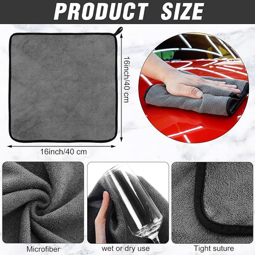 18 Pcs Gray Microfiber Towels: 16"x16" Microfiber Drying Towels Bulk Micro Fiber Car Cleaning Cloth for Cars Drying Washing Polishing Cleaning Household Supplies
