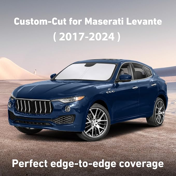 Windshield Sunshade Compatible for Maserati Levante 2017-2022 2023 2024, Sun Visor for Front Windshield & Window Sun Shade Cover, UV Heat Blocker & Protector, Car Accessories