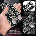 Purse Hook for Car Little White Daisy Flowers 1 Pack Headrest Back Seat Hook Premium Leather Double Metal Hanger Storage Pack Bag Purse Holder Car Interior Accessories