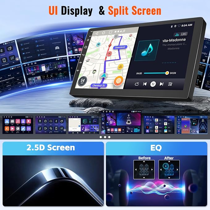4+64G Android 15 Car Radio for Honda Accord 2008 2009 2010 2011 2012 2013, Wireless CarPlay/Android Auto, 10.1 Inch Touchscreen for Accord 8th Car Stereo, Bluetooth 5.0, FM/RDS, 32EQ, GPS, WiFi, UI